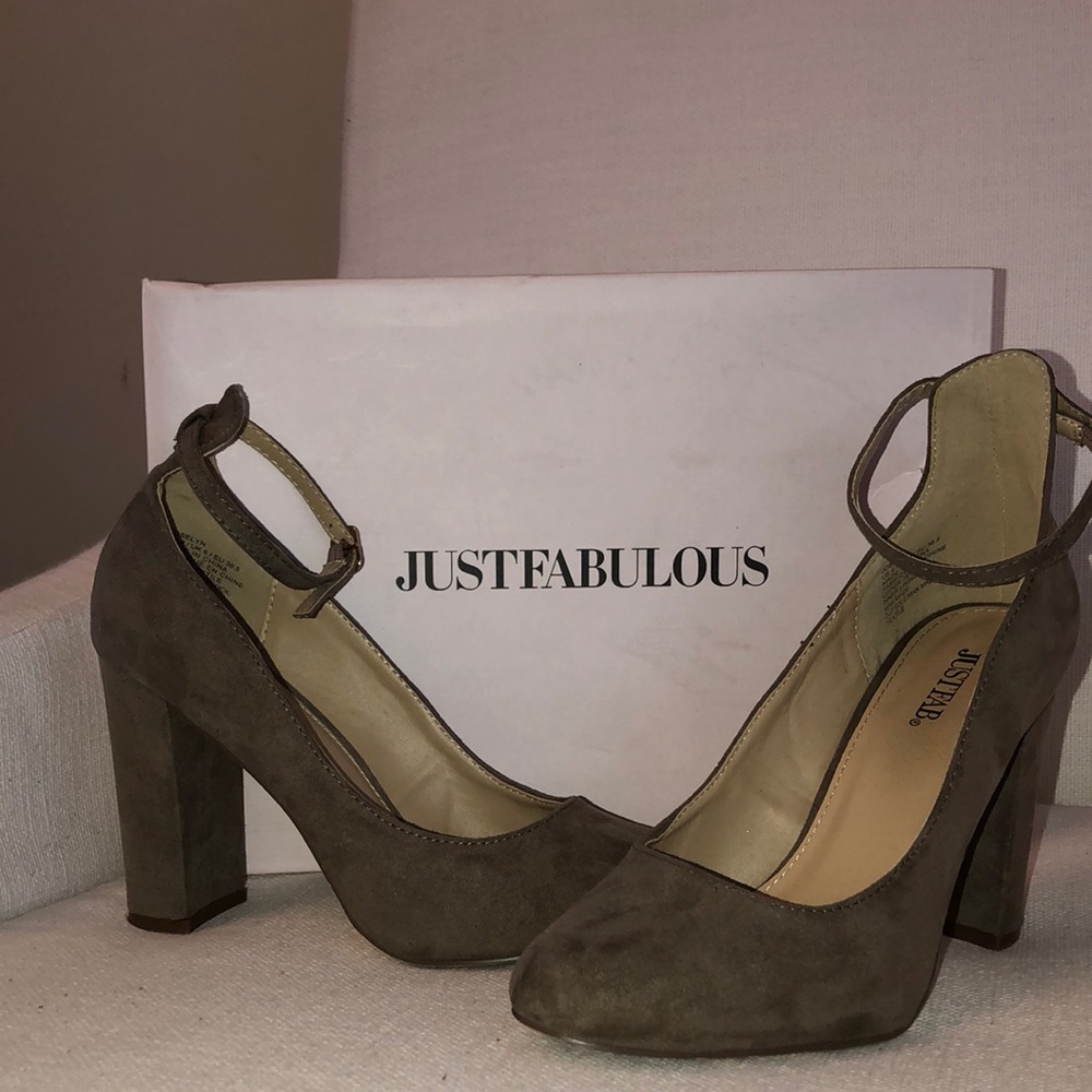 JustFab gold pumps